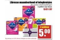 libresse maandverband of inlegkruisjes