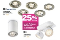 25 korting op alle philips en massive op en inbouwspots