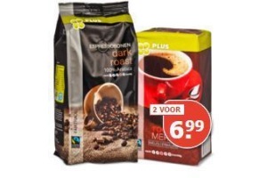 plus fairtrade filterkoffie of bonen