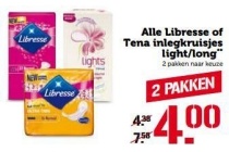 alle libresse of tena inlegkruisjes light long