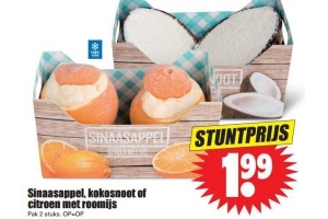 sinaasappel kokosnoot of citroen met roomijs