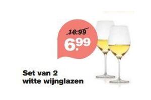 set van 2 witte wijnglazen