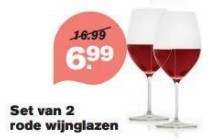 set van 2 rode wijnglazen