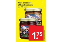 klafa chocolade of hazelnootpasta