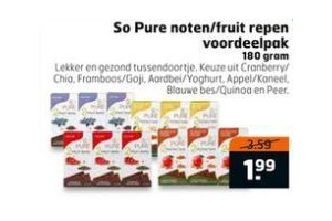so pure noten fruit repen voordeelpak 180 gram