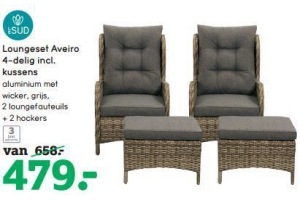 loungeset aveiro 4 delig incl kussens