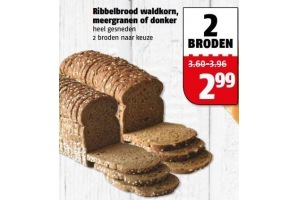 ribbelbrood waldkorn meergranen of donker