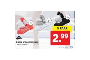 5 paar sneaker sokken