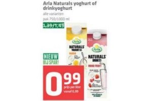 arla naturals yoghurt of drinkyoghurt