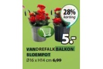 vandrefalk balkon bloempot