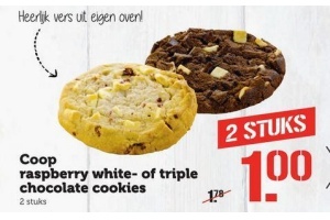 coop raspberry white of triple chocolate cookies