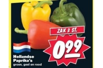hollandse paprika s zak 3 stuks voor eur0 99