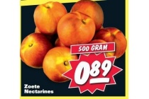 zoete nectarines 500 gram voor eur0 89
