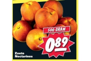 zoete nectarines 500 gram voor eur0 89