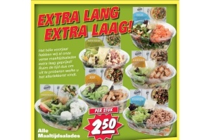 alle maaltijdsalades voor eur2 50 per stuk
