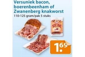 versuniek bacon boerenbeenham of zwanenberg knakworst