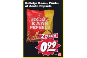 bolletje kaas pinda of zoute pepsels