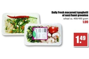 dailly fresh macaroni spaghetti of nasi bami groenten