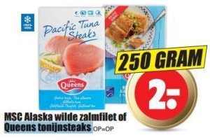 msc alaska wilde zalmfilet of queens tonijnsteaks