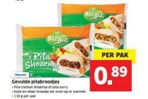 bizbiz gevulde pitabroodjes