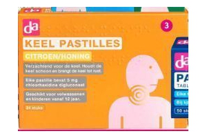 da keelpastilles chloorhexine citroen honing 5 mg