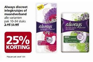always discreet inlegkruisjes of maandverband