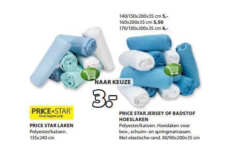 price star jersey of badstof hoeslaken