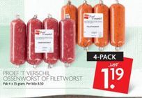proef t verschil ossenworst of filetworst