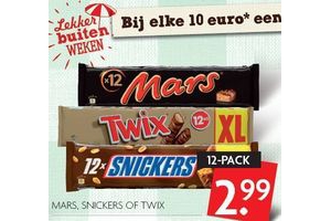 mars snickers of twix 12 pack