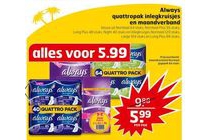 always quattropak inlegkruisjes en maandverband