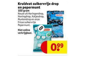 kruidvat suikervrije drop en pepermunt