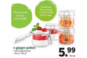 4 glazen potten