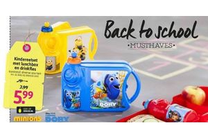 kindereetset met lunchbox en drinkfles