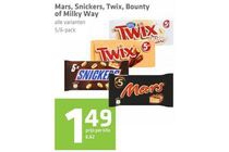 mars snickers twix bounty of milky way