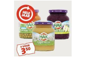 hak appelmoes of groenconserven