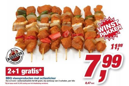 bbq vleesproducten met actiesticker