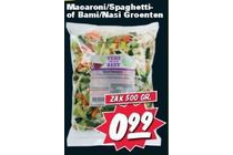 macaroni spaghetti of bami nasi groente
