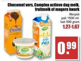 chocomel vers campina actieve dag melk fruitmelk of magere kwark