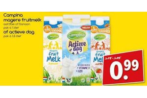 campina magere fruitmelk of actieve dag