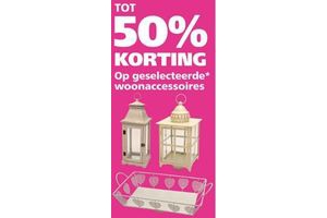 50 korting op geselecteerde woonaccessoires