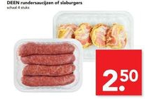 rundersaucijzen en slaburgers