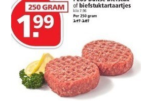 plus duitse biefstuk of biefstuktartaartjes