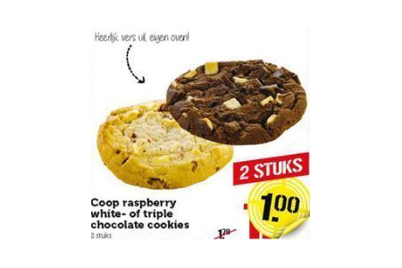 coop rasberry white of triple chocolate cookies