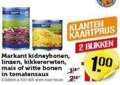 markant kidneybonen linzen kikkererwten mais of witte bonen in tomatensaus