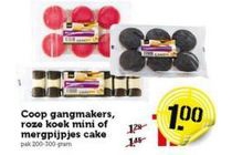 coop gangmakers roze koek mini of mergpijpjes cake