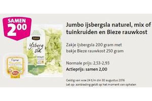 jumbo ijsbergsla naturel mix of tuinkruiden en bieze rauwkost