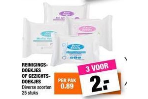 reinigingsdoekjes of gezichtsdoekjes