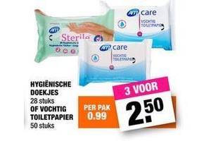 hygienische doekjes of vochtig toiletpapier