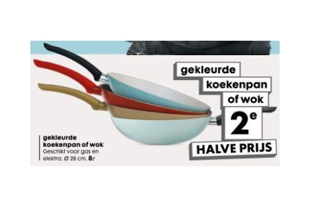 gekleurde koekenpan of wok