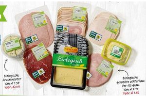 20 korting op alle biologische kaas en vleeswaren